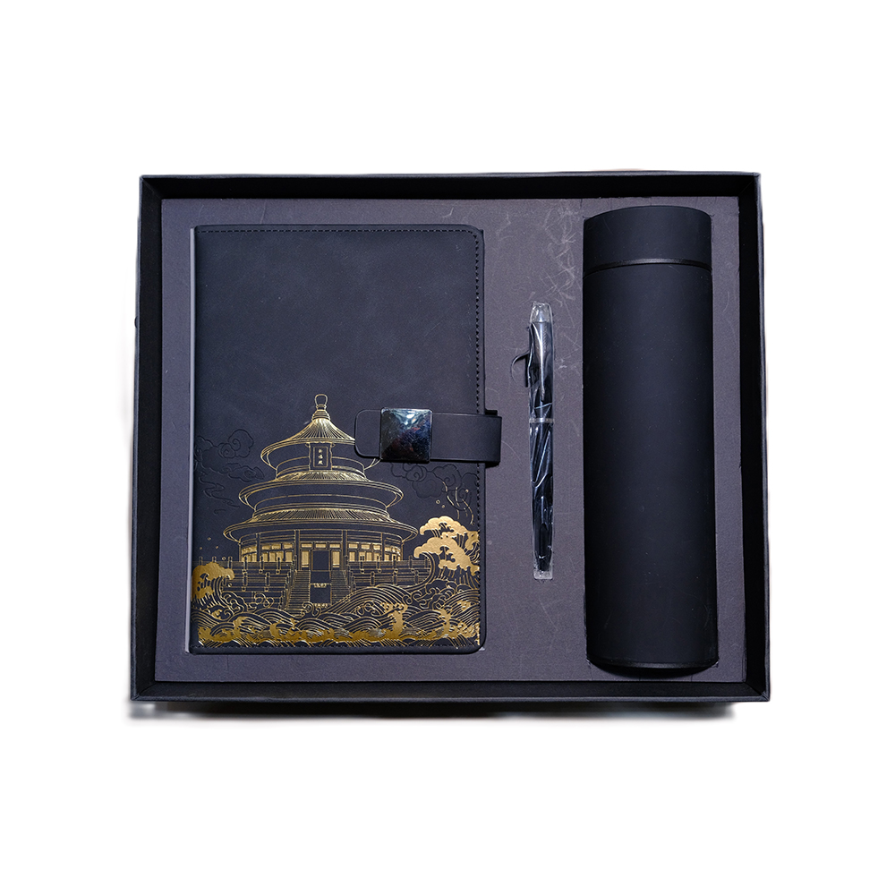مجموعة هدايا HSS Pu Leather Notebook مجموعة هدايا National Trend Notebook ، بما في ذلك القلم وكأس المياه وحقيبة الهدايا